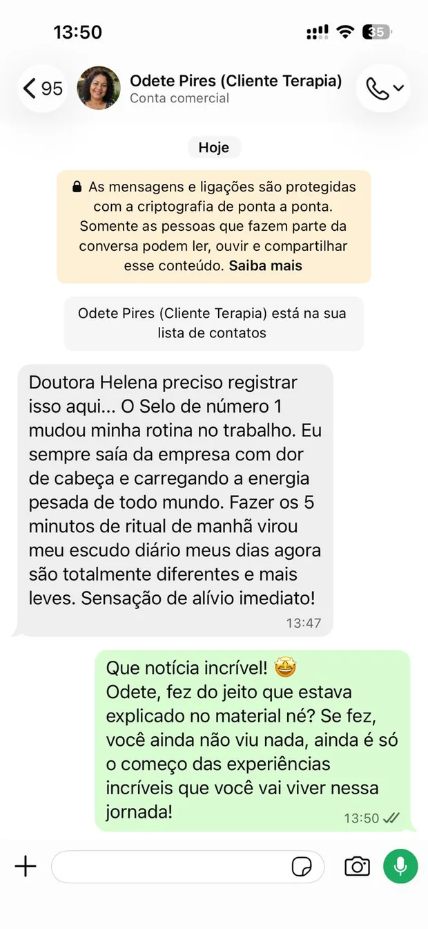 Conversa de no WhatsApp sobre os Códigos da Alma